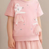 Children's Round Neck Short Sleeve Sweatshirt Dress - Blush Pink