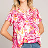 Cotton Bleu by Nu Label Abstract Print Short Sleeve Top - Pink