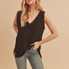 Aemi + Co V-Neck Wide Strap Tank - Black