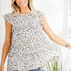 Heimish Full Size Tiered Ruffled Animal Print Round Neck Blouse Plus Size - Ivory/Black