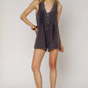 Umgee Tie Front Sleeveless Romper - Navy