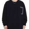 Men's Plus Size Crew Neck Sweatshirt with Pocket Detail - Black