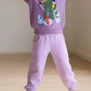 Children's Dinosaur Graphic Round Neck Sweatshirt - Lavender