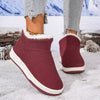 Cozy Knit Ankle Boots with Plush Lining - Burgundy