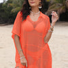 Hollow Out Collared Neck Cover-Up - Orange