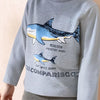 Children's Long Sleeve Shark Graphic T-Shirt - Light Gray
