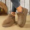 Round Toe Platform Boots - Khaki
