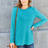 Basic Bae Full Size Round Neck Long Sleeve Top - Cerulean