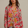 BiBi Woven Floral Printed Shirt Top - ROSE