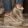 High-Top Platform Chunky Sneaker Boots with Lace-Up - Khaki