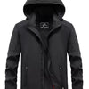 Men's Plus Size Outdoor Windproof Hooded Jacket - Black