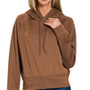 Zenana Drawstring Scuba Hoodie - BROWN