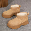 Round Toe Platform Boots - Brown