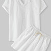 Men's Short Sleeve Shirt and Shorts Set - White