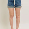 Judy Blue Full Size High Rise Cuff Denim Shorts Plus Size - Dark