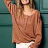 BiBi Mink Lurex Stitched Button Detail Top - CAMEL