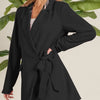 BiBi Wrap Tie Detailed Long Blazer - BLACK