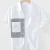 Men's Striped Button Front Short Sleeve Shirt - White