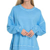Zenana Full Size French Terry Pigment Dye & Enzyme Washing Pullover Plus Size - DEEP SKY