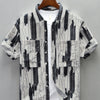 Men's Plus Size Printed Button Up Short Sleeve Shirt - Off-white
