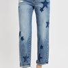 RISEN Full Size Mid Rise Boyfriend Star Shadow Detail Cuffed Jeans Plus Size - MEDIUM