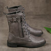 Lace-Up Buckle Detail Boots - Gray