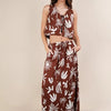 VERY J Printed Resort Midi Skirt - Chocolate