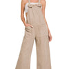 Zenana Washed Knot Strap Pockets Jumpsuit - ASH MOCHA