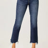 Risen Full Size Frayed Hem Cropped Straight Jeans - Dark