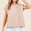 Lime 'N' Chili Striped Muscle Sleeve Top - TAUPE