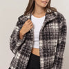 HYFVE Plaid Collared Neck Boucle Jacket with Pockets - Black