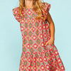 Haptics Full Size Ruffled Printed Dress with Side Pockets - Coral