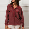BiBi Cp French Terry Cut Edge Detail Collared Top - MARSALA