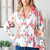 Heimish Full Size Multi Color Floral Blazers with Tunic Plus Size - Offwhite Multi
