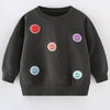 Children's Smiley Face Patches Crewneck Sweatshirt - Black