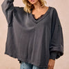 BiBi Mineral Washed French Terry Oversized Sweatshirt - ASH
