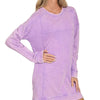 Zenana French Terry Acid Washed Dress with Pockets - LAVENDER