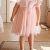 Children's Rainbow Applique Tulle Dress - Watermelon pink