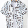 Men's Printed Button Up Short Sleeve Shirt - Grey