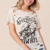 BiBi Cotton Slub Laser Top American Cow Boy Graphic - TAUPE
