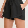 Umgee Full Size Drawstring Sweatshorts with Pockets Plus Size - Black
