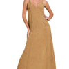 Zenana Mineral Washed Rayon Challis Cami Dress - DEEP CAMEL