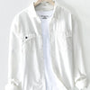 Men's Plus Size Button-Up Shirt with Chest Pockets - White