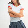 MONO B Contrast Trim Fitted Baby T-Shirt - ILLUSION BLUE/ONERED