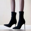 Point Toe Stiletto Boots - Black