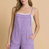 Zenana Washed Linen Knot Strap Rompers - LAVENDER