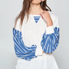 Super Lady Full Size French Terry Striped Long Sleeve Top - Ivory