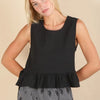 VERY J Side Tie Detail Ruffled Sleeveless Top - Black