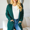 Haptics Stripe Textured Open Front Cardigan with Pockets - Hunter Green