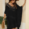 Cutout Ruffled Half Sleeve Cover-Up - Black